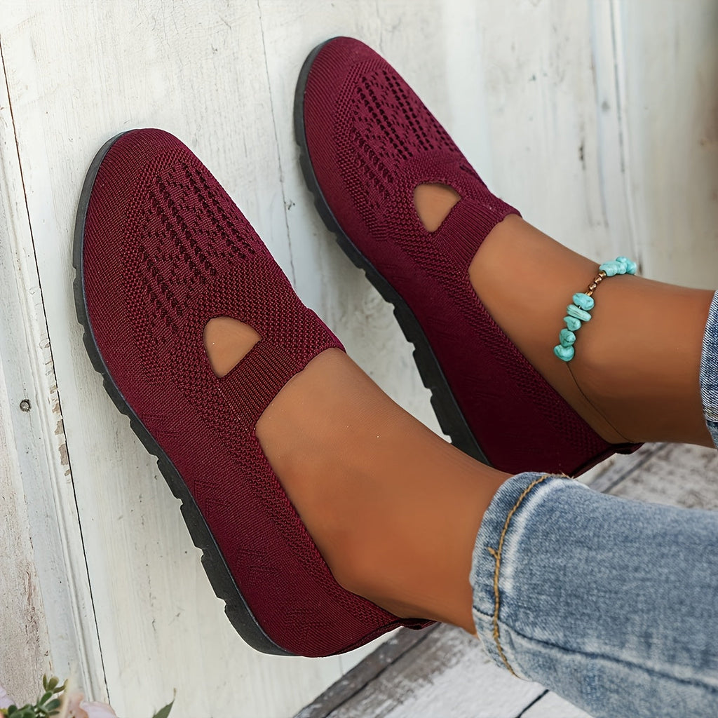 Knit Ballet Flats for Women — Bella Slip-On Cutout Mary Jane