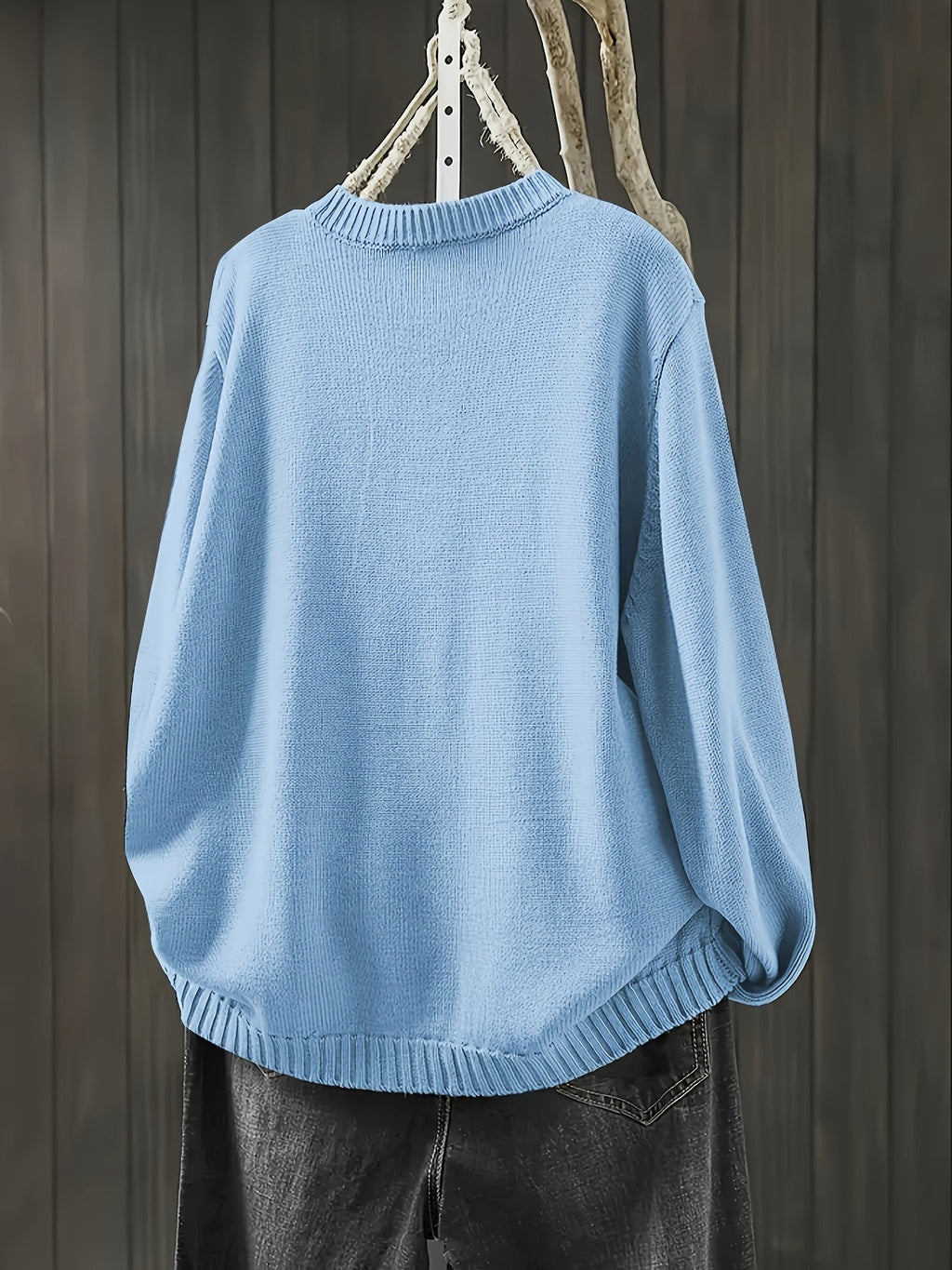 Women's Button-Front Knit Cardigan — Aida Oversized Rainbow-Button Crew Neck