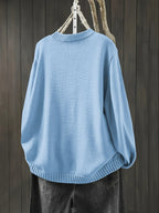 Women's Button-Front Knit Cardigan — Aida Oversized Rainbow-Button Crew Neck