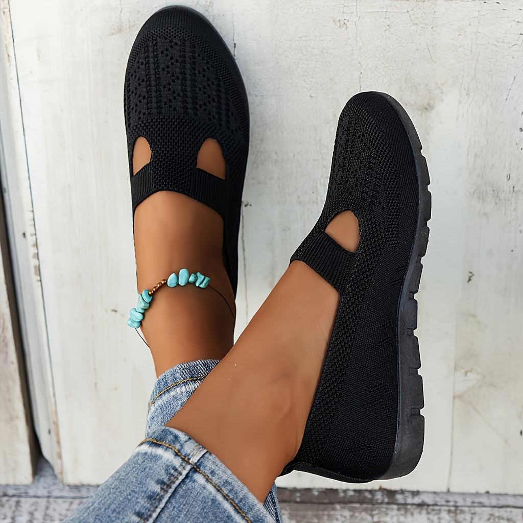 Knit Ballet Flats for Women — Bella Slip-On Cutout Mary Jane