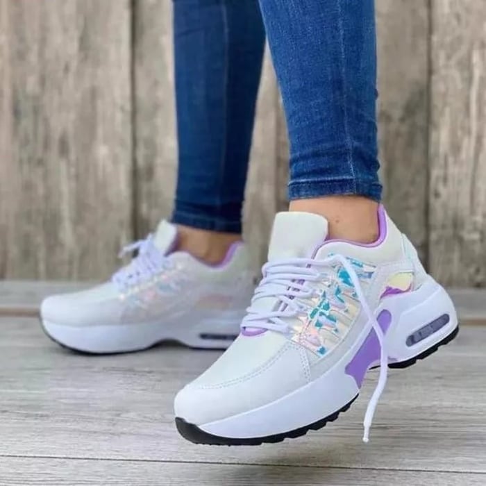 Multicolor 2 Women's Cushioned Platform Sneakers — Fleur Lightweight Breathable Lace-Up