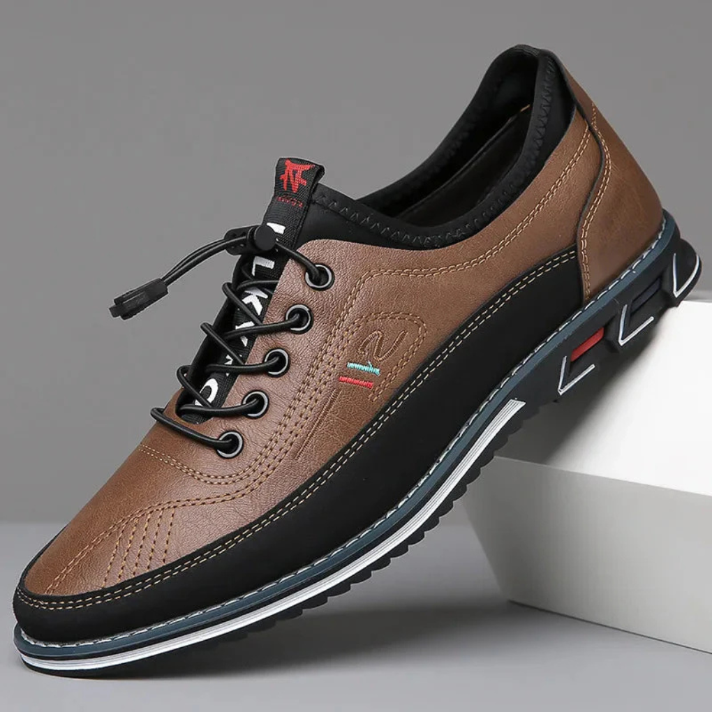 Dark Brown Men's Casual Oxford Shoes — Owen Lace-Up Cushioned Leather