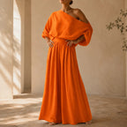 Women's One-Shoulder Two Piece Set — Rosalind Wide-Leg Palazzo Pockets