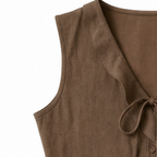 Women's Ruffle V-Neck Blouse — Edith Button-Front Bow-Tie Peplum