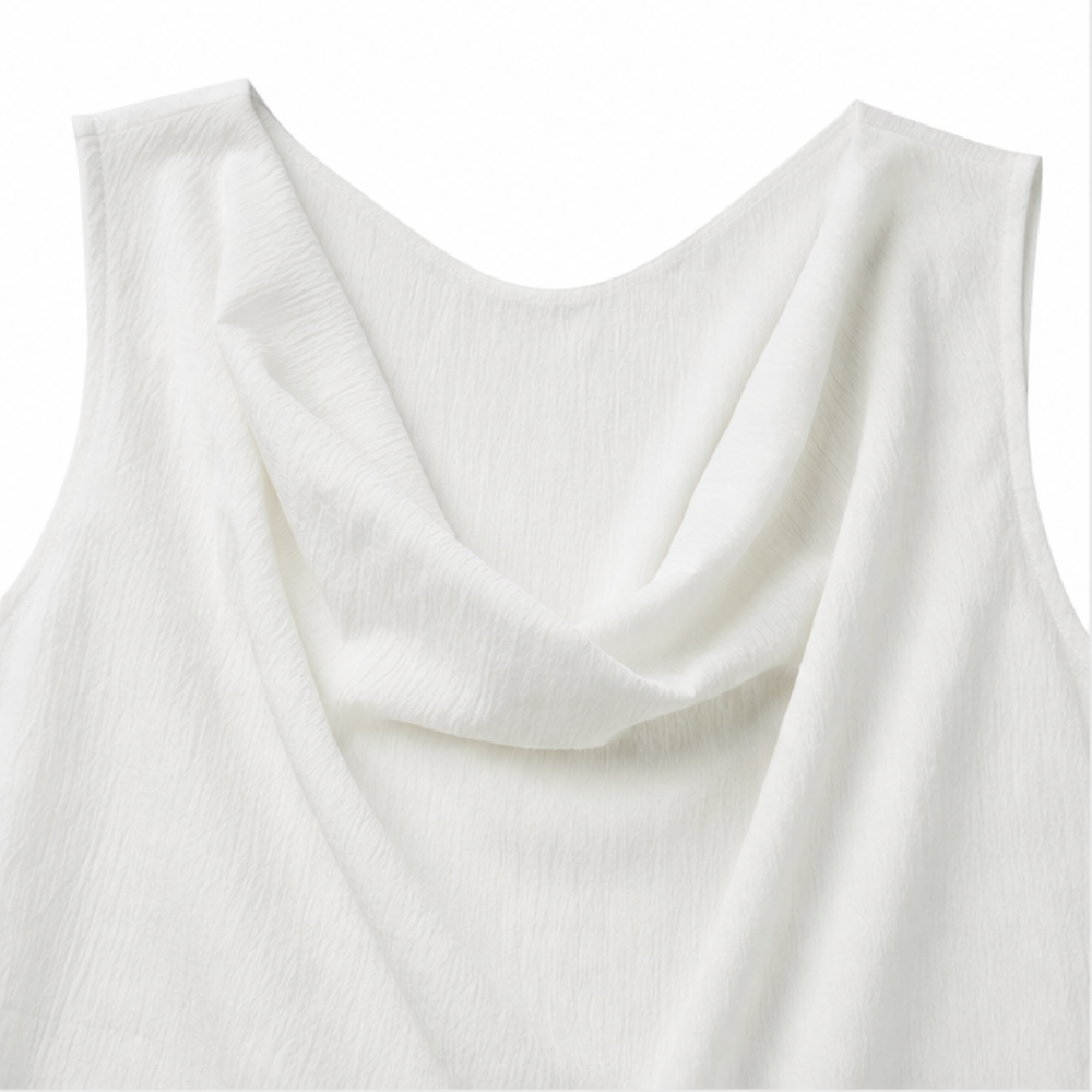 Women's Cowl Neck Mini Dress — Tess Relaxed-Fit Shift with Pockets