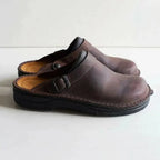 Men's Faux Leather Buckle Strap Clogs