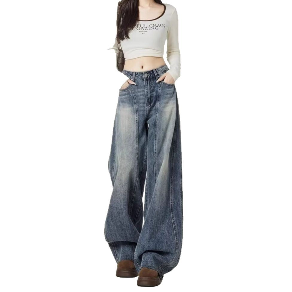 Women's High Waist Barrel Leg Jeans — Gigi Relaxed Wide-Leg Washed