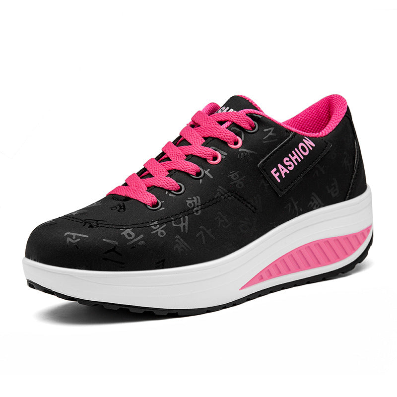 Black 2 Women's Platform Wedge Sneakers — Irina Everyday Lace-Up Cushioned