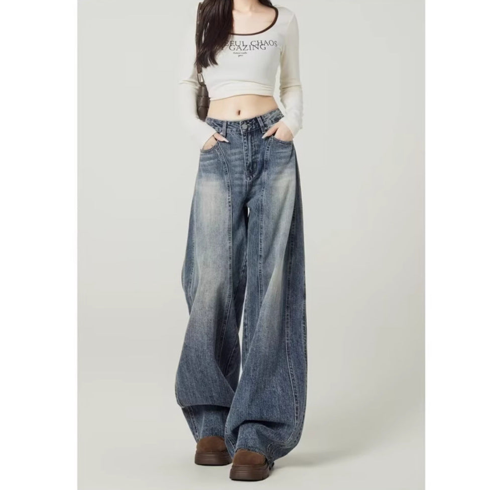 Women's High Waist Barrel Leg Jeans — Gigi Relaxed Wide-Leg Washed