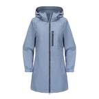 Light Blue Women's Raincoat with Hood