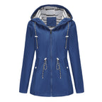 Light Blue Women's Rain Jacket With Hood