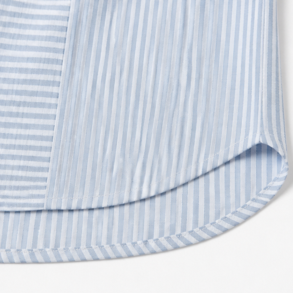 Women's Striped Henley Top — Winifred Relaxed-Fit Button-Front Cotton