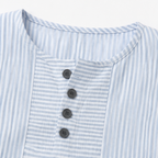 Women's Striped Henley Top — Winifred Relaxed-Fit Button-Front Cotton