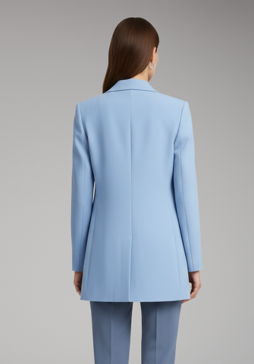 Women's Long Blazer — Scarlett Single-Button Patch-Pocket Notched-Collar