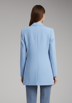 Women's Long Blazer — Scarlett Single-Button Patch-Pocket Notched-Collar