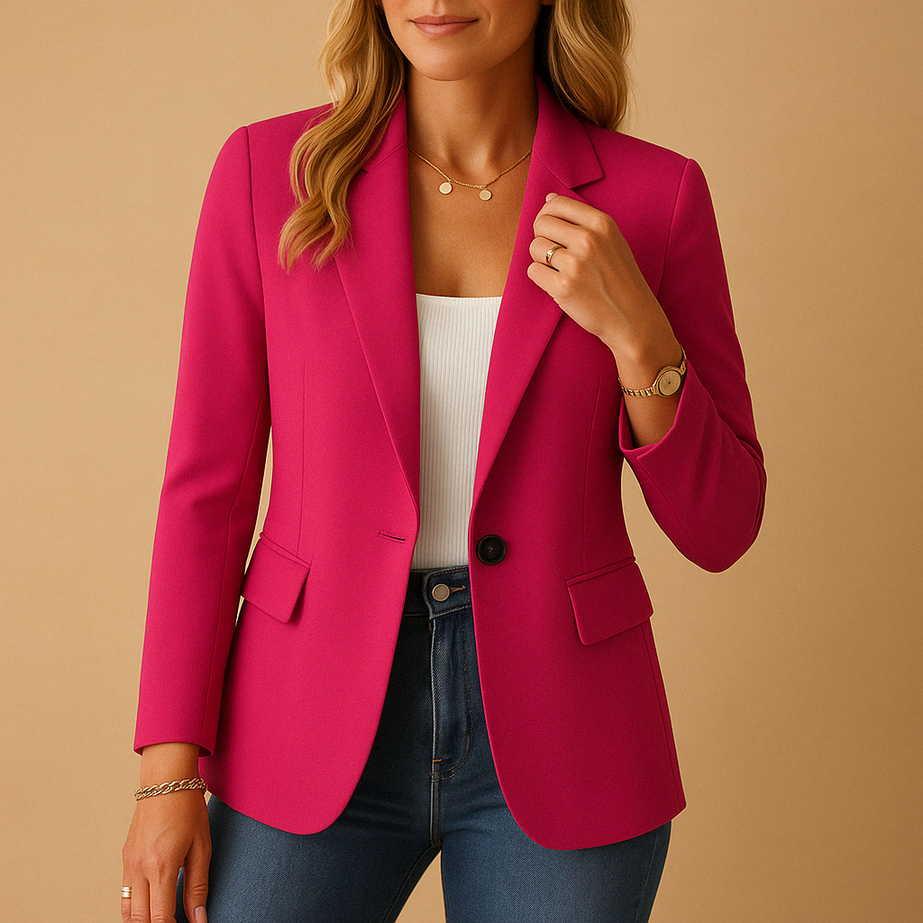 Pink Women's Tailored Blazer — Marlow Structured Single-Button Office