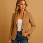 Brown Women's Tailored Blazer — Marlow Structured Single-Button Office