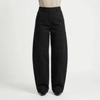 Black Women's Barrel Leg Jeans — Persephone Button-Front High-Rise Wide-Leg - Front Full