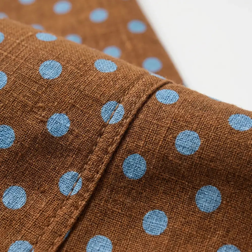 Brown Women's Barrel Leg Jeans — Hailey Wide-Leg Polka High-Waisted - Fabric Close Up