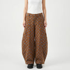 Brown Women's Barrel Leg Jeans — Hailey Wide-Leg Polka High-Waisted - Front Crop