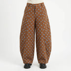 Brown Women's Barrel Leg Jeans — Hailey Wide-Leg Polka High-Waisted - Front Full