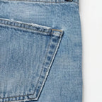 Light Blue Women's High-Waisted Cropped Barrel Leg Jeans - Frayed Pocket Detail