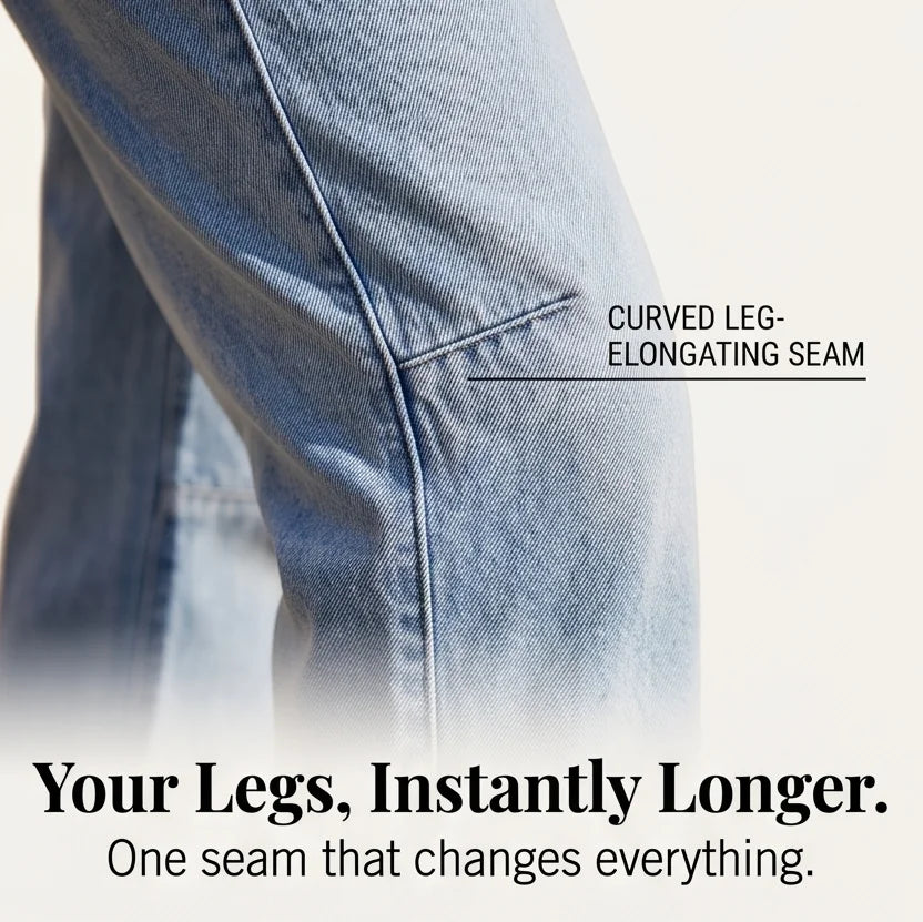 Light Blue Women's High-Waisted Cropped Barrel Leg Jeans — Lyra Light-Wash Curved-Seam - Seam Detail