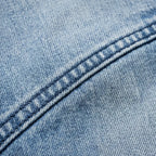 Light Blue Women's High-Waisted Cropped Barrel Leg Jeans - Stitching Detail Closeup