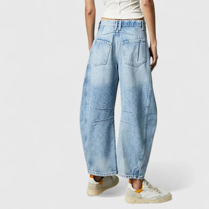 Women's High-Waist Barrel Leg Jeans — Sofia Denim Curved Wide-Leg