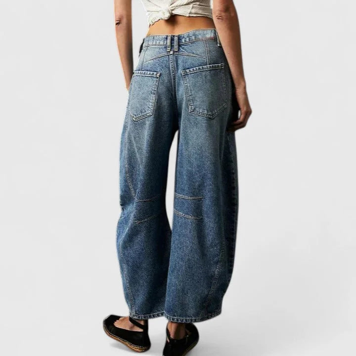 Women's High-Waist Barrel Leg Jeans — Sofia Denim Curved Wide-Leg