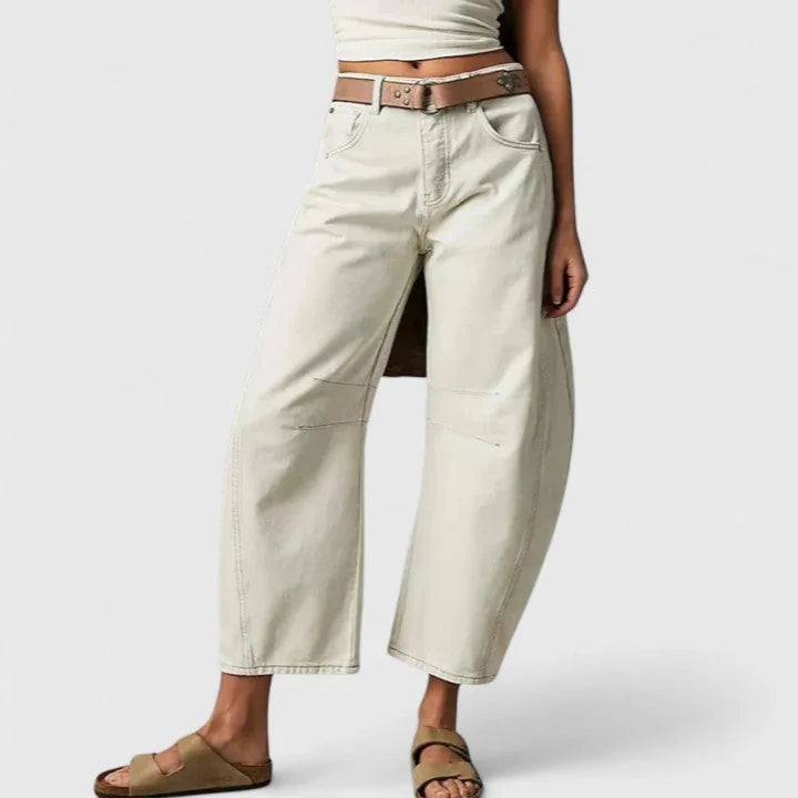 Women's High-Waist Barrel Leg Jeans — Sofia Denim Curved Wide-Leg