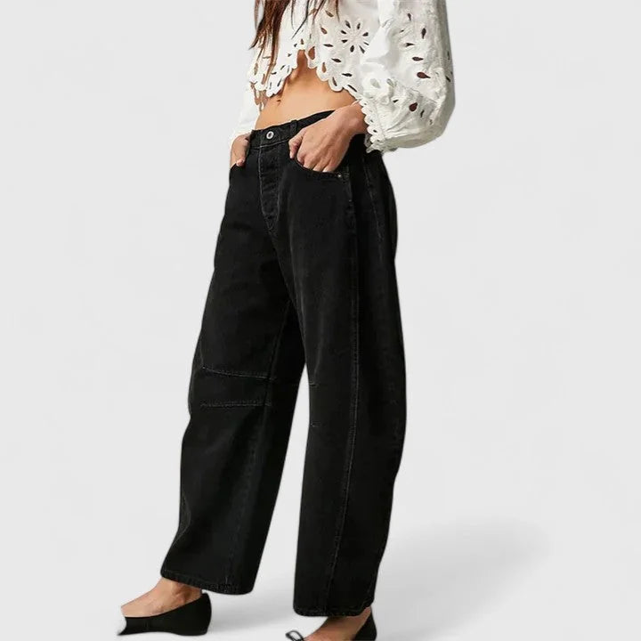 Women's High-Waist Barrel Leg Jeans — Sofia Denim Curved Wide-Leg