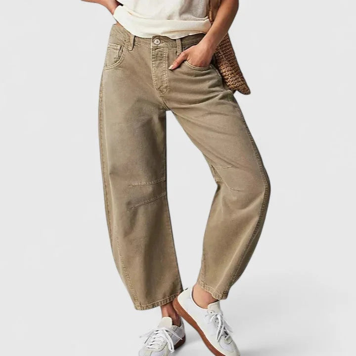 Women's High-Waist Barrel Leg Jeans — Sofia Denim Curved Wide-Leg
