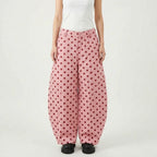 Pink Women's Barrel Leg Jeans — Hailey Wide-Leg Polka High-Waisted - Studio Full