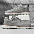 Men's Casual Leather Sneakers — Esther Smooth-Grain Lace-Up Low-Top