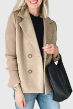 Women's Double-Breasted Blazers - Smiling With Bag