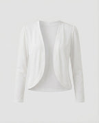 White Women's Cropped Open-Front Blazer - Flat Lay