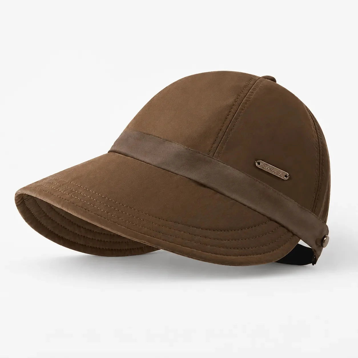 Brown Women's Foldable Wide Brim Sun Hat — Cherry Lightweight UPF 50+ Adjustable - Studio Side Trim