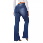 Blue Women's High Waist Flared Jeans - Back Detail