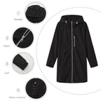 Black Women's Hooded Rain Jacket - Detail Collage