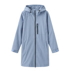 Gray Women's Hooded Rain Jacket - Flat Lay Front