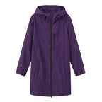 Purple Women's Hooded Rain Jacket - Flat Lay