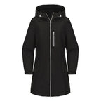 Black Women's Raincoat with Hood - Flat Lay