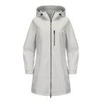 Gray Women's Raincoat with Hood - Flat Lay White