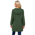 Women's Raincoat with Hood - Model Back Pose