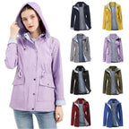 Purple Women's Rain Jacket With Hood — Evelyn Lightweight Drawstring Waterproof - Color Swatch Grid