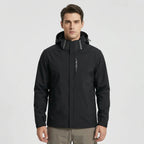 Men's Hooded Waterproof Rain Jacket - Front Full Studio Dark