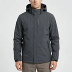 Men's Hooded Waterproof Rain Jacket - Front Half Body Studio