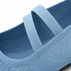 Sky Blue Women's Double-Strap Mary Flats — Livia Everyday Round-Toe Ballet - Close Up Strap Detail
