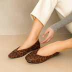 Women's Leopard Leather Ballet Flats - Seated Styling Alt